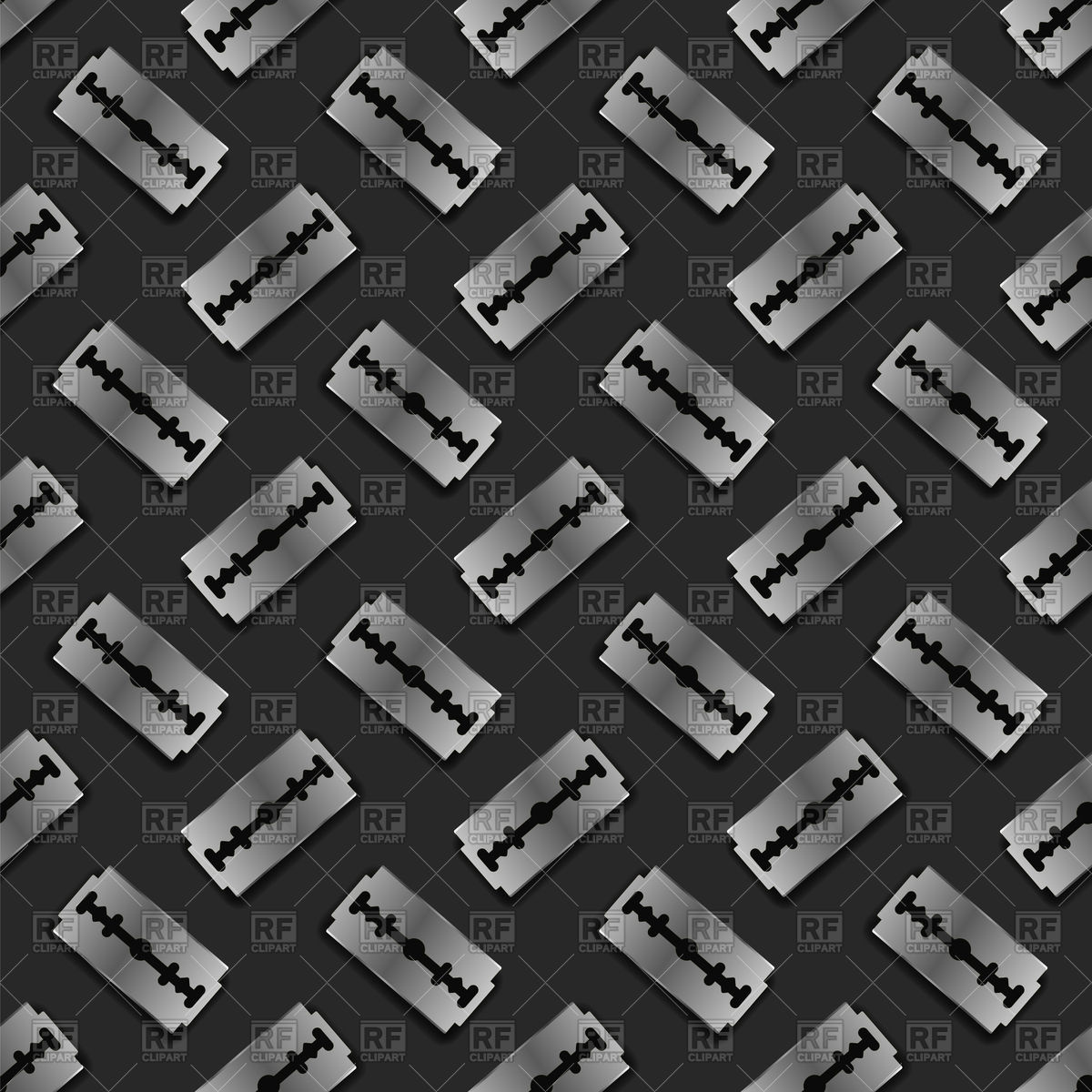 1200x1200 Seamless Pattern With Metal Razor Blade On Dark Background Vector