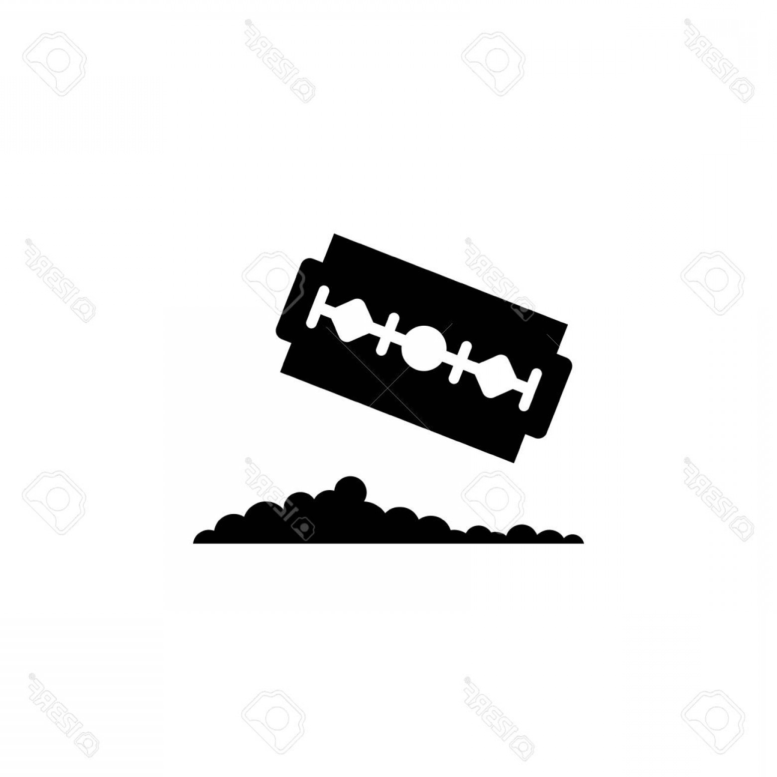 1560x1560 Photostock Vector Razor Blade With Pile Cocaine Flat Vector Icon