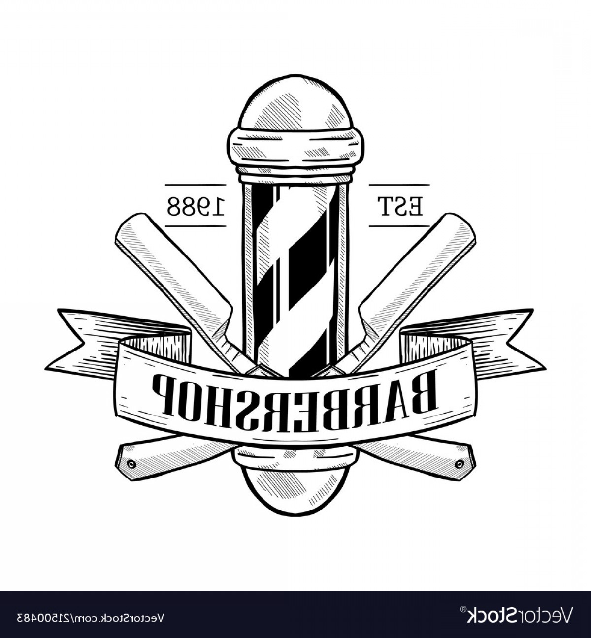 1200x1296 Barbershop Logo With Dangerous Razor Vector Catchsplace
