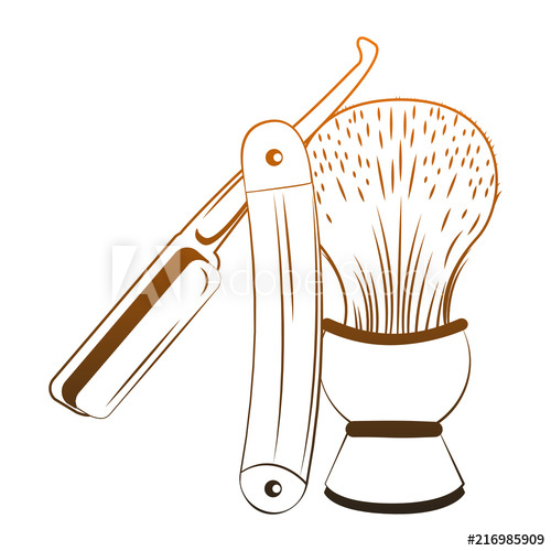 500x500 Barbershop Brush And Razor Vector Illustration Graphic Design