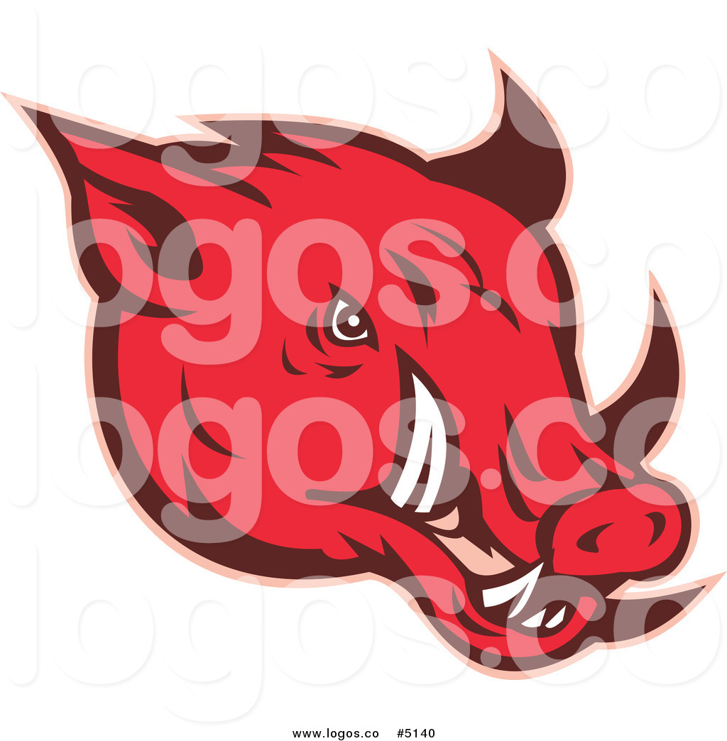1024x1044 Royalty Free Vector Of A Red Razorback Pig Logo
