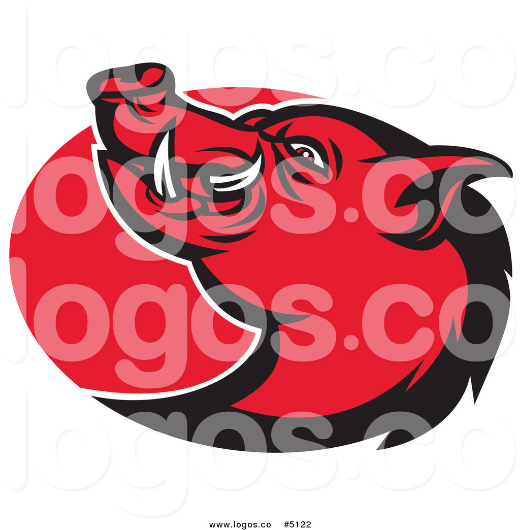 1024x1044 Royalty Free Vector Of A Red Razorback Pig And Oval Logo