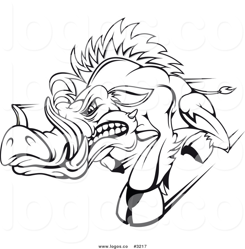 Royalty Free Vector Of A Black And White Razorback Boar Logo 1024x1044 Royalty Free Vector Of A Black And White Razorback Boar Logo