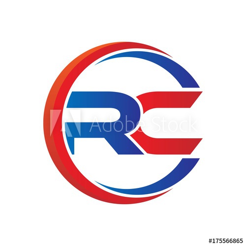 500x500 Rc Logo Vector Modern Initial Swoosh Circle Blue And Red