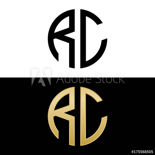 500x500 Rc Initial Logo Circle Shape Vector Black And Gold