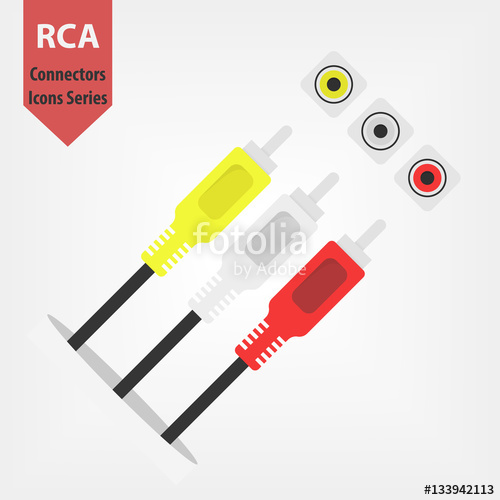 500x500 Rca Three Plug And Connector Vector Icon In Flat Style Audio