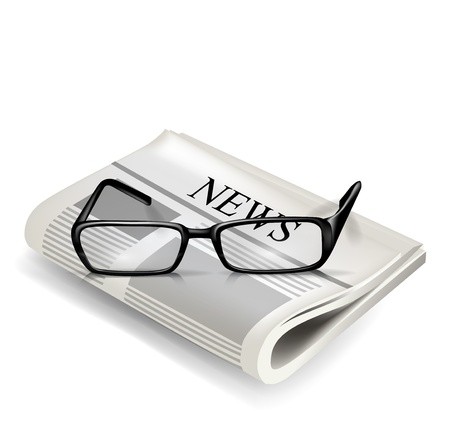 450x448 Reading Glasses And Newspaper Isolated On White Royalty Free