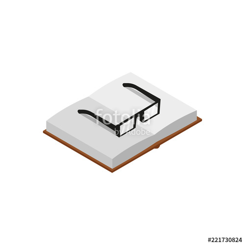 500x500 Isometric Open Book Open Book With Reading Glasses Vector