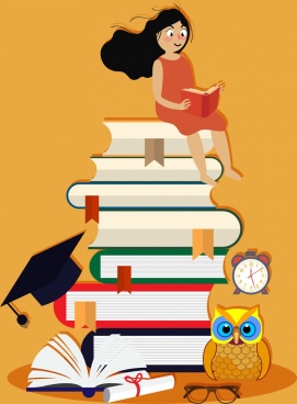 271x368 Girl Reading Book Free Vector Download