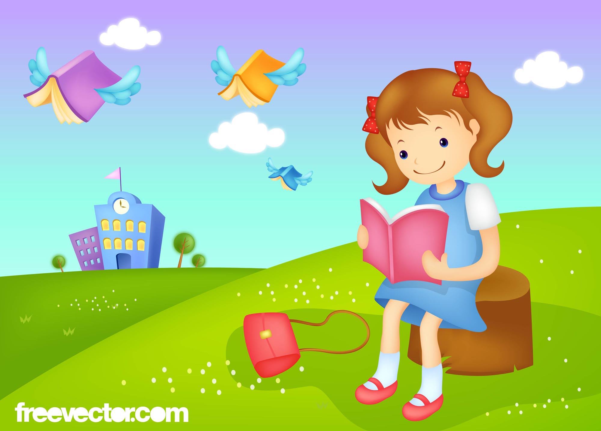 2000x1435 Reading Girl Vector Vector Art Graphics