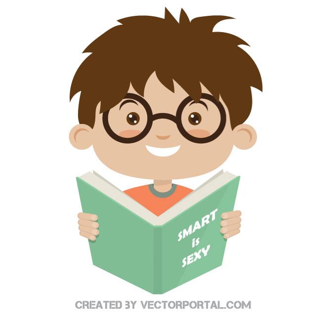 660x660 Boy Reading A Book Vector Image