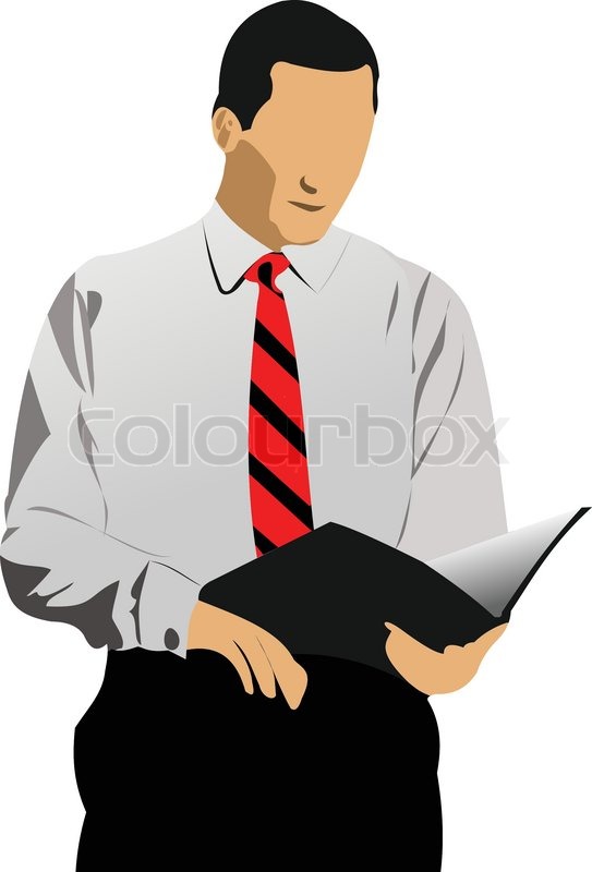 543x800 Business Man Reading Documents Vector Stock Vector Colourbox