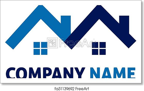 560x355 Free Art Print Of Blue Houses Real Estate Logo Blue Houses Real