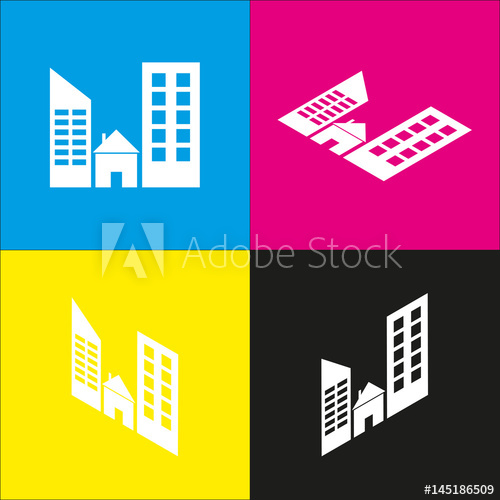 500x500 Real Estate Sign Vector White Icon With Isometric Projections
