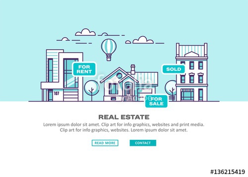 500x357 Real Estate Business Concept With Houses Vector Illustration