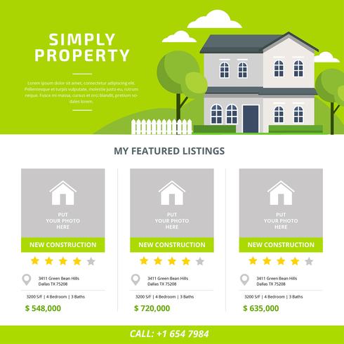 490x490 Real Estate Listing Template Vector
