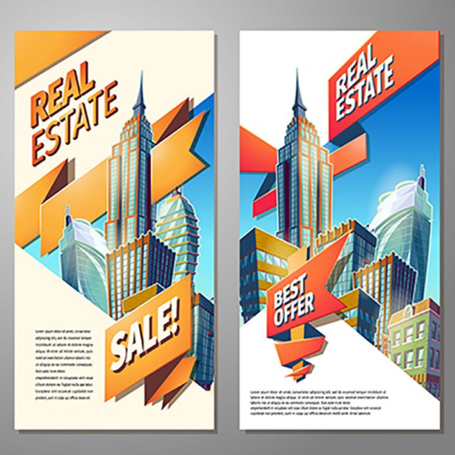 640x640 Set Of Advertising Posters For Sale Of Real Estate Vector