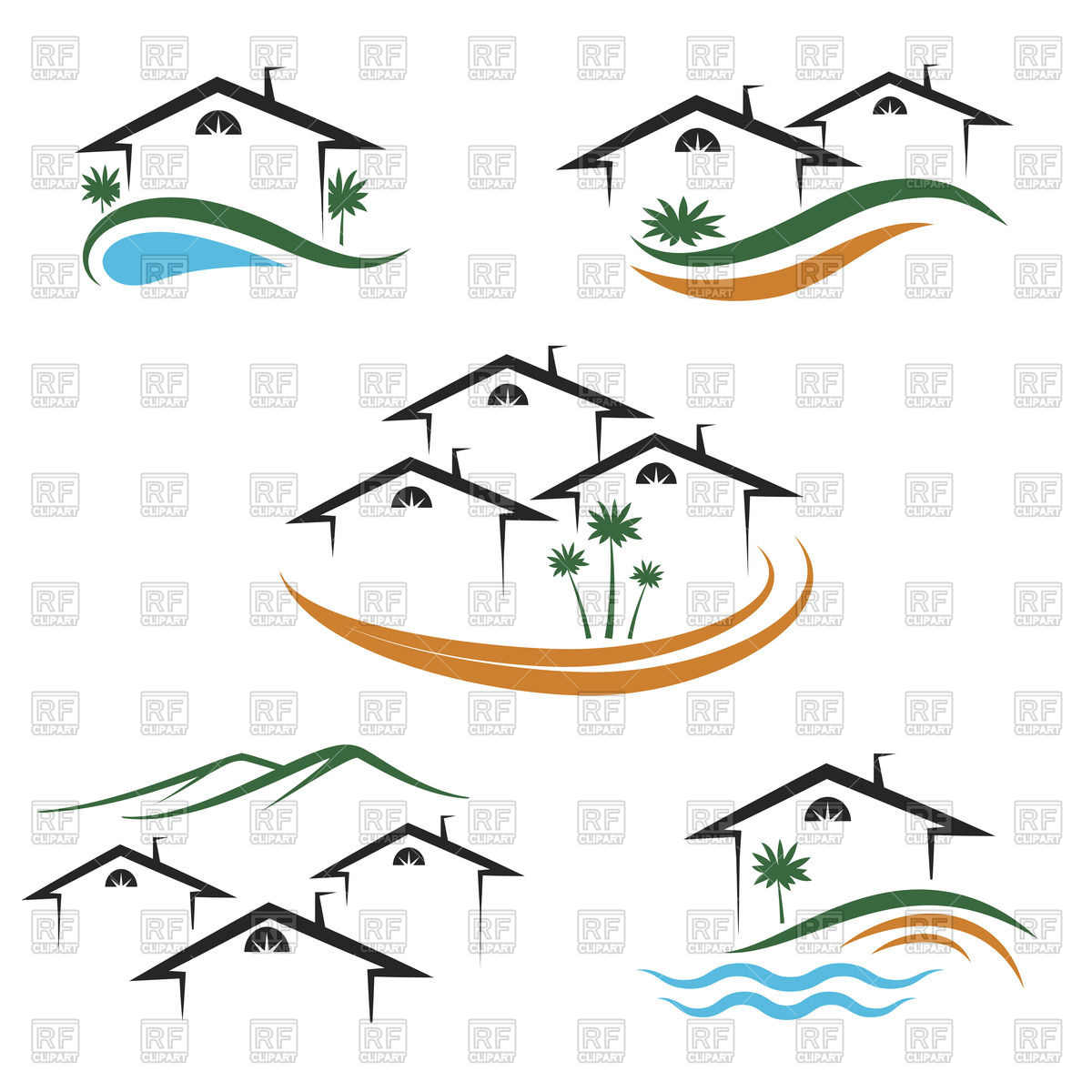 1200x1200 Set Outlines Of Houses And Apartments For Real Estate Vector Image
