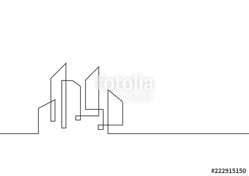500x354 Continuous Line Drawing Real Estate, Condo, Apartment, Company