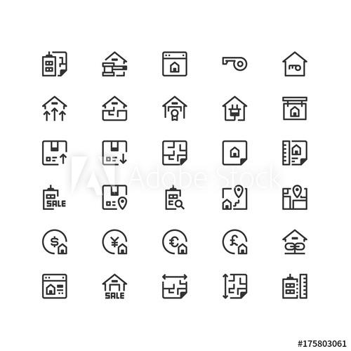 500x500 Minimal Icon Set Of Real Estate Vector Line Icons Collection