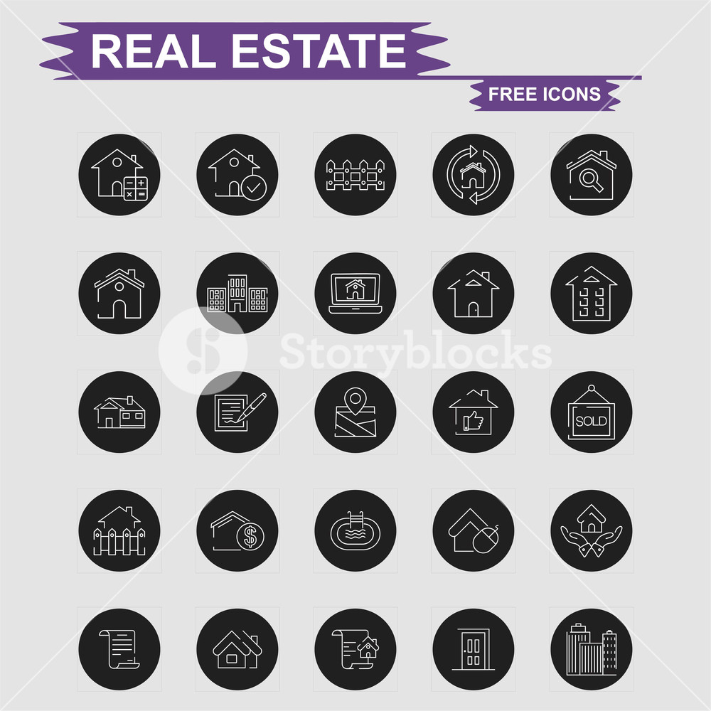 1000x1000 Real Estate Icons Set Vector Royalty Free Stock Image
