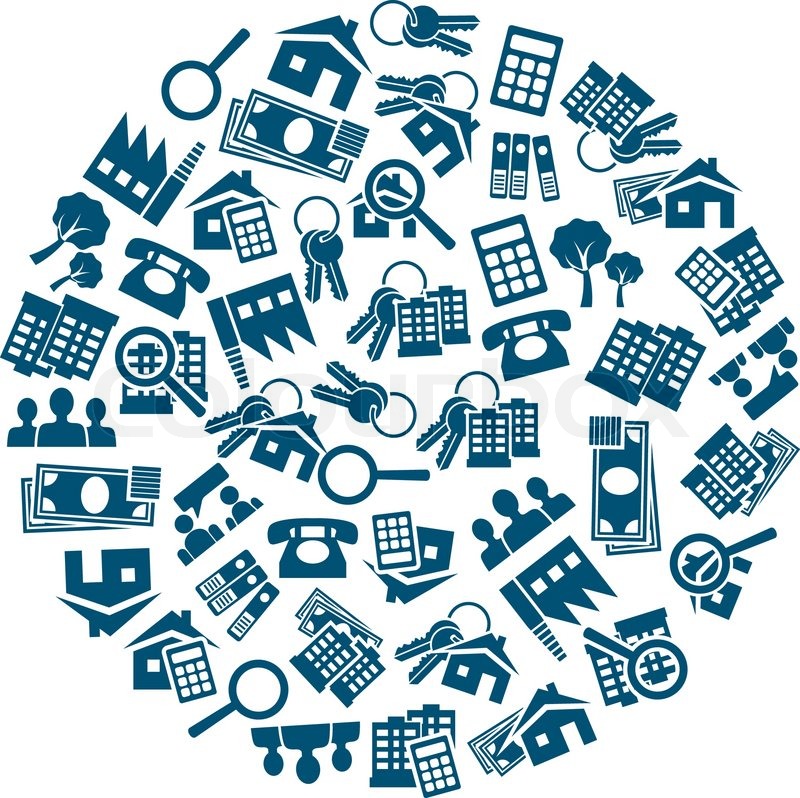 800x798 Real Estate Icons In Circle Stock Vector Colourbox
