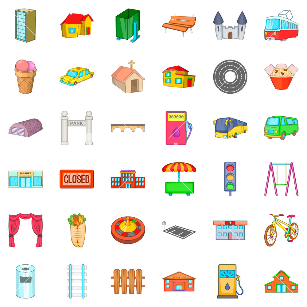 1000x1000 Real Estate Icons Set Cartoon Style Of Real Estate Vector