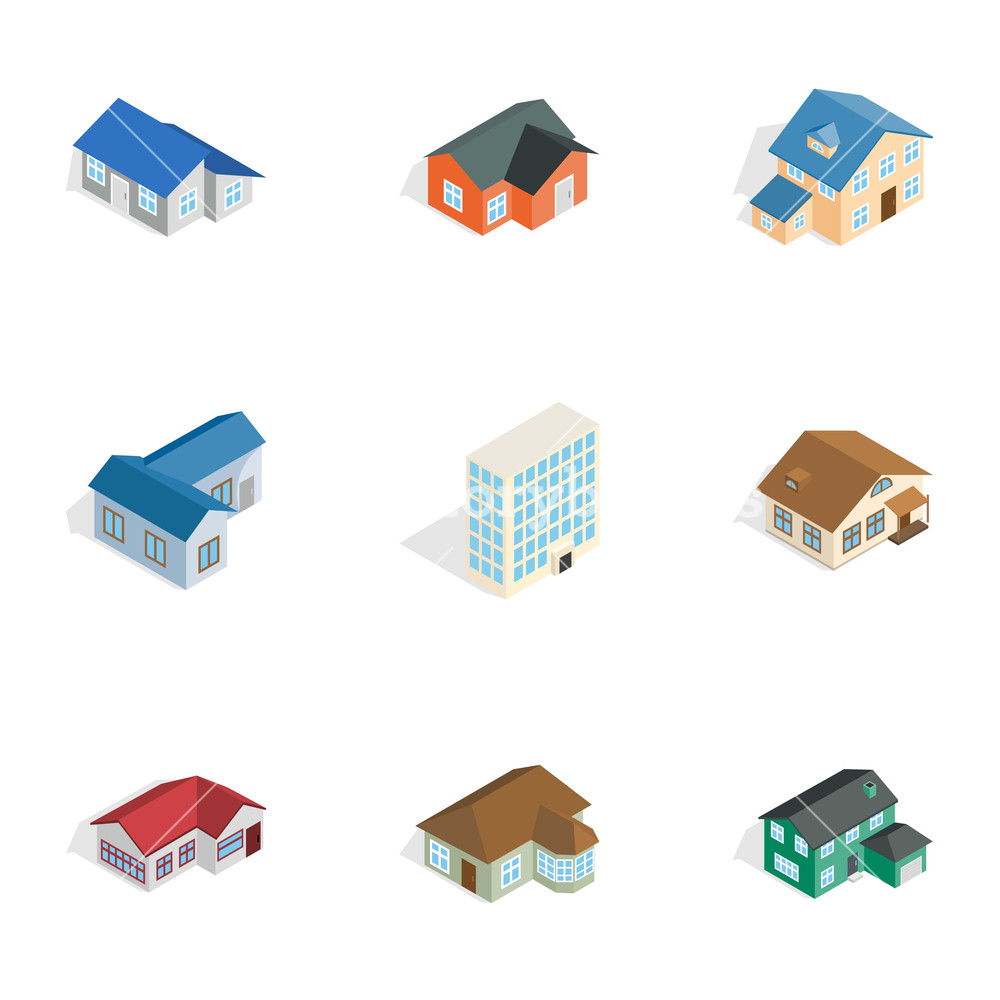 1000x1000 Real Estate Icons Set Isometric Illustration Of Real Estate