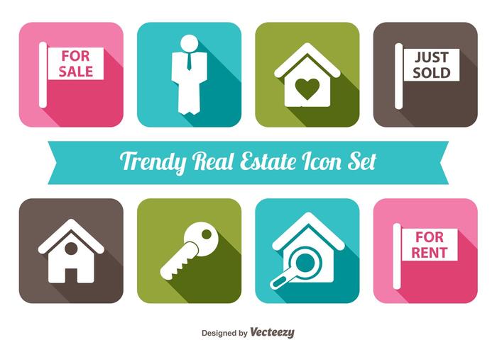 700x490 Trendy Real Estate Vector Icon Set