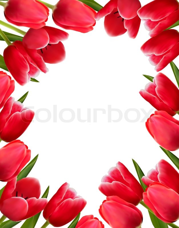 627x800 Red Fresh Spring Flowers Background Stock Vector Colourbox