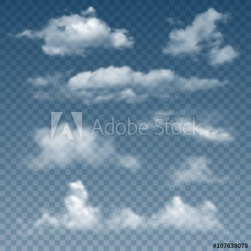 Set Of Realistic And Transparent Different Clouds Vector 500x500 Set Of Realistic And Transparent Different Clouds Vector