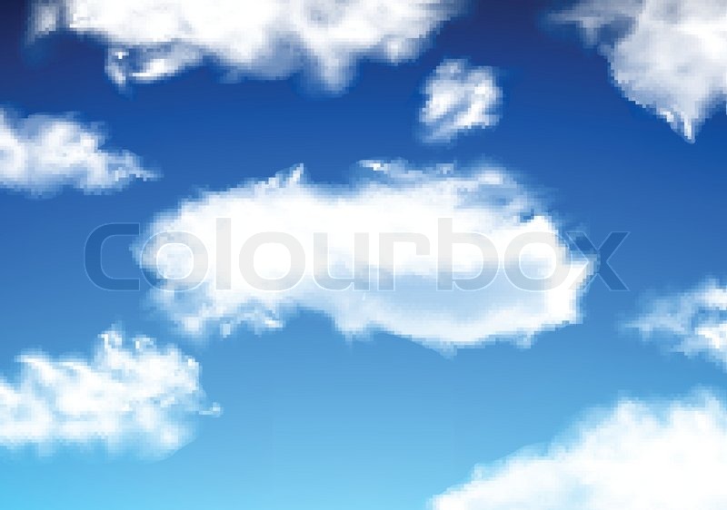 800x562 Realistic Blue Sky With Fluffy Clouds Stock Vector Colourbox