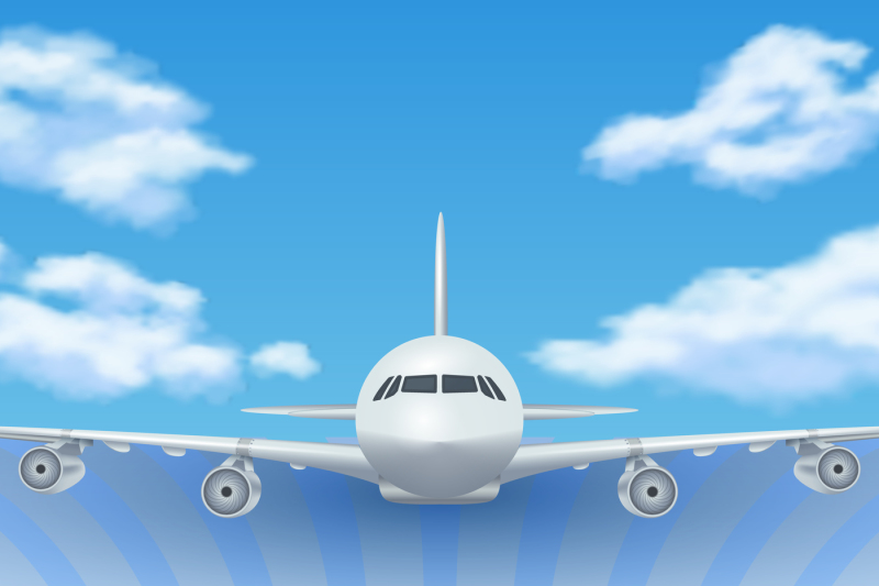 800x533 Realistic Plane, Aircraft, Airplane In Sky With White Clouds