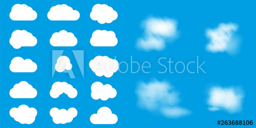 500x250 Set Of Different Clouds Vector Illustration Flat Clouds