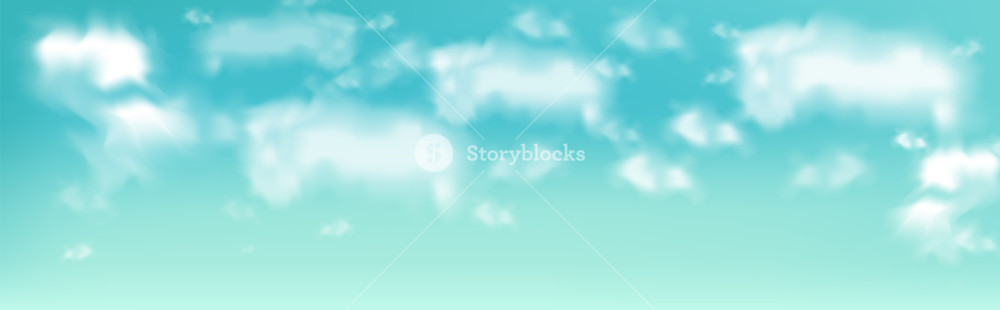 1000x310 Blue Sky With Clouds Vector Realistic Beautiful Banner Template