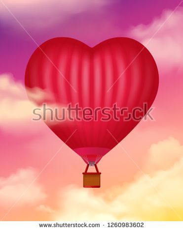 371x470 Stock Vector Air Baloon In Heart Shape Realistic Background