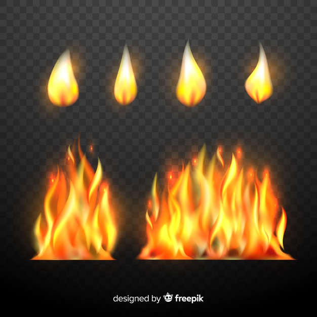 626x626 Set Of Realistic Fire Flames Vector Free Download