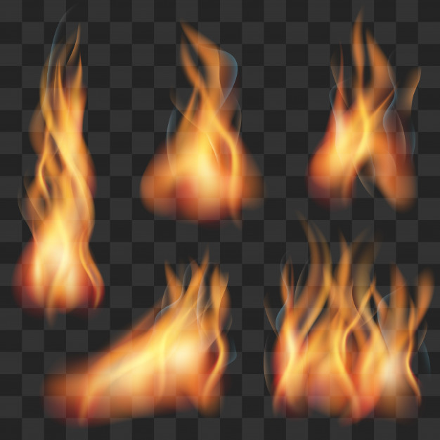 626x626 Vector Realistic Transparent Fire Flame Set Vector Premium Download