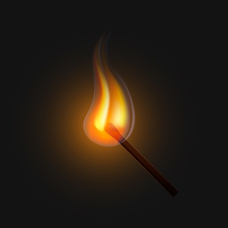 450x450 Burning Match On A Black Background For Design Realistic Fire