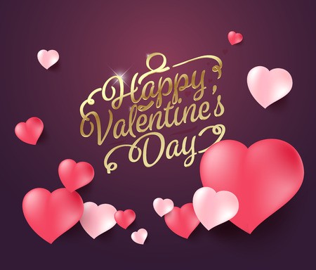 450x384 Happy Valentine's Day Background With Realistic Heart Vector