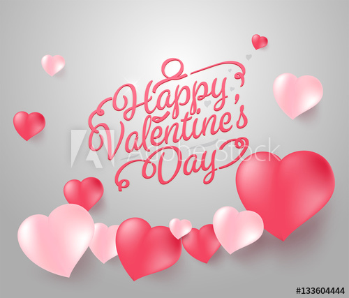 500x427 Happy Valentine's Day Background With Realistic Heart Vector Il