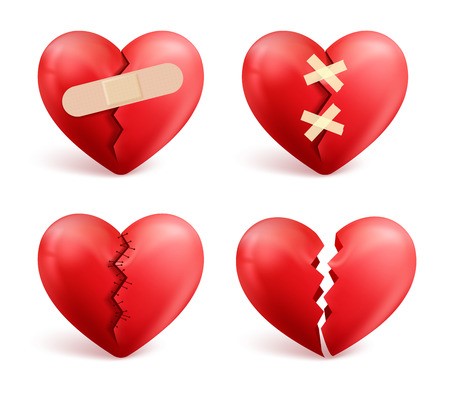 450x396 Broken Hearts Vector Set Of Realistic Icons And Symbols In Red