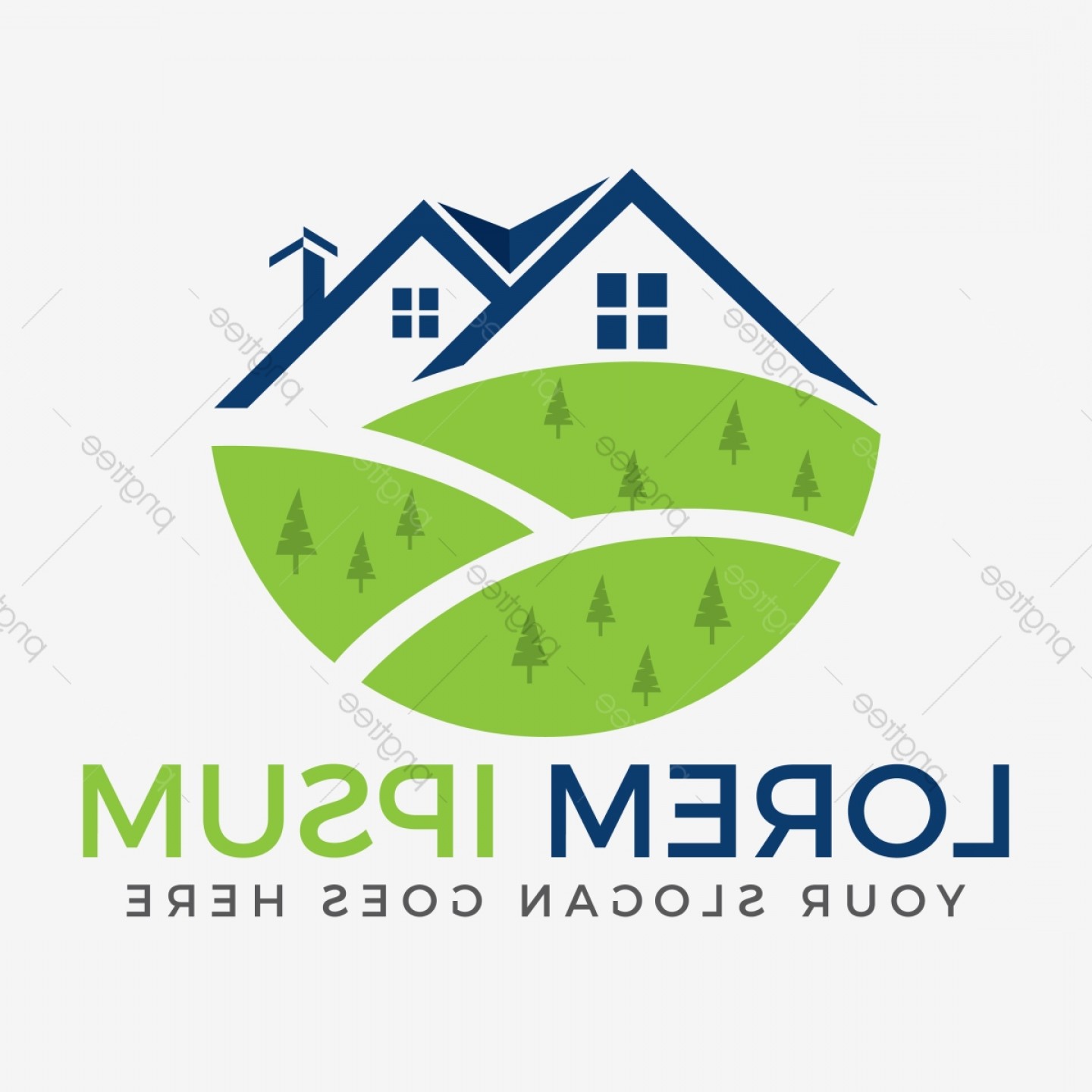 1440x1440 Village House Logo Real Estate Logo Vector Cottage Farm Logotype