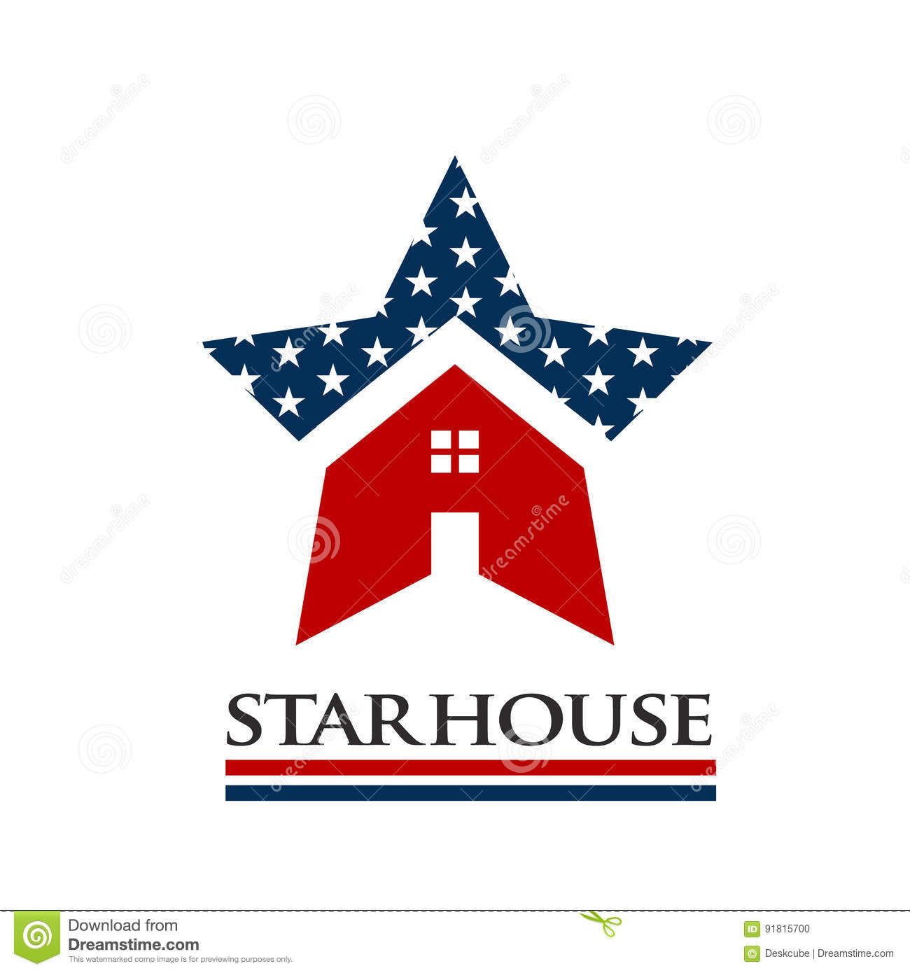 1300x1390 American Star House Logo Illustration House Logo Home Logo