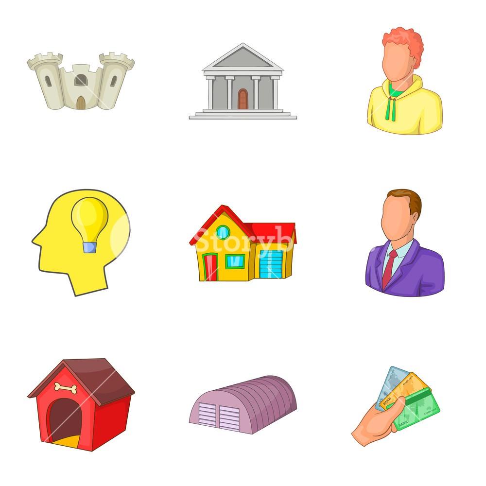 1000x1000 Realtor Icons Set Cartoon Set Of Realtor Vector Icons For Web