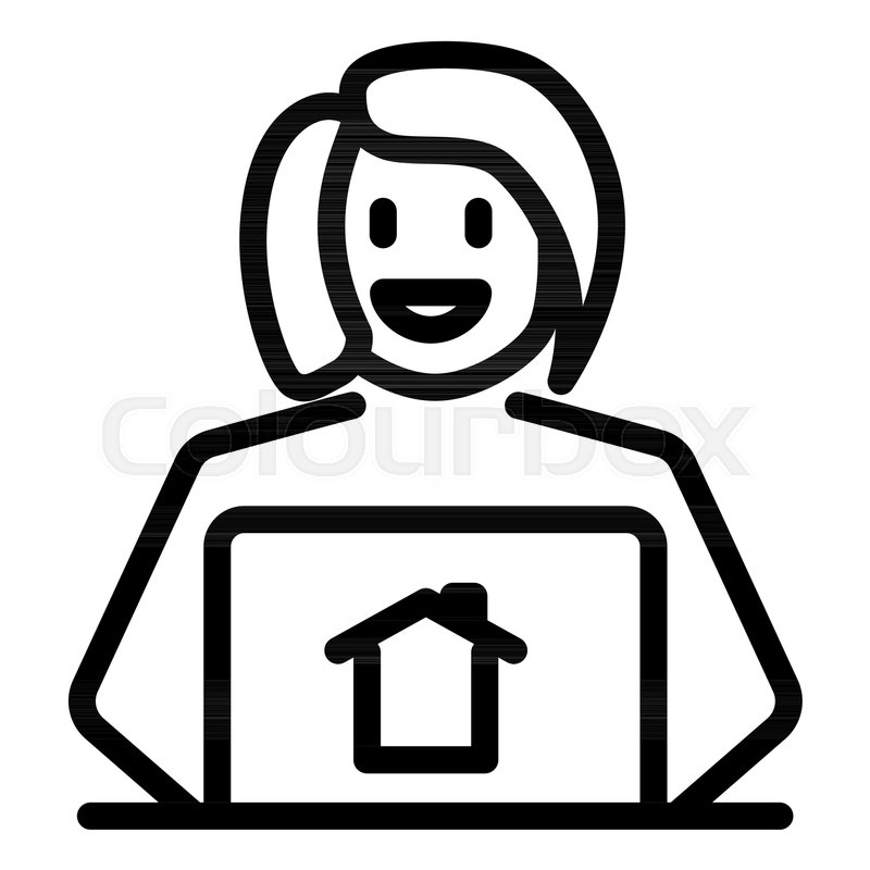 800x800 Woman Realtor Line Icon Estate Agent Stock Vector Colourbox
