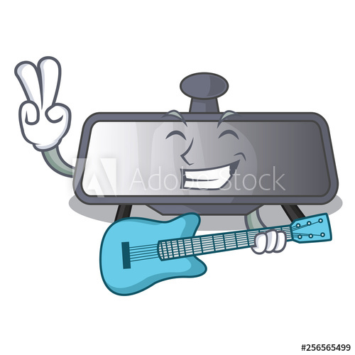 With Guitar Rear View Mirror In Cartoon Car 500x500 With Guitar Rear View Mirror In Cartoon Car