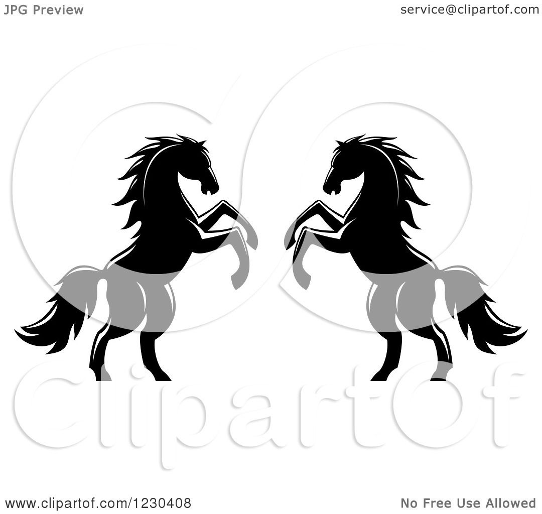 Clipart Of Two Black And White Rearing Horses 1080x1024 Clipart Of Two Black And White Rearing Horses