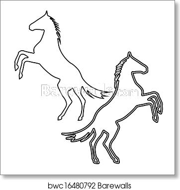 Rearing Up Horse Vector Silhouette, Art Print Barewalls Posters 362x382 Rearing Up Horse Vector Silhouette, Art Print Barewalls Posters