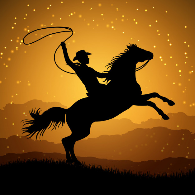 Silhouette Of Cowboy With Lasso On Rearing Horse Vector Premium 626x626 Silhouette Of Cowboy With Lasso On Rearing Horse Vector Premium
